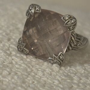 Judith Ripka Rose Quartz Silver Statement Ring